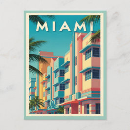 Lebhafte Miami-Gebäude mit Palmen Postkarte