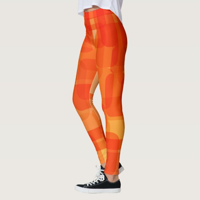 Lebhafte moderne Abstrakte Moderne Kunst Orange Leggings (Links)