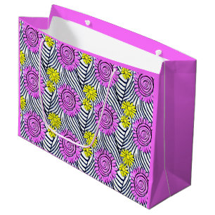 Lebhafte, moderne Linien und Blume Lila, Mädchen Große Geschenktüte