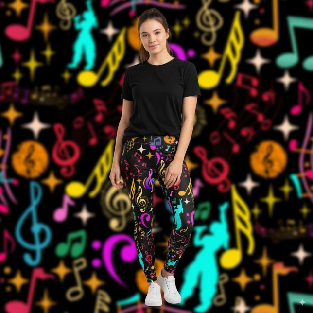 Lebhafte musikalische Notenmuster Leggings (Von Creator hochgeladen)