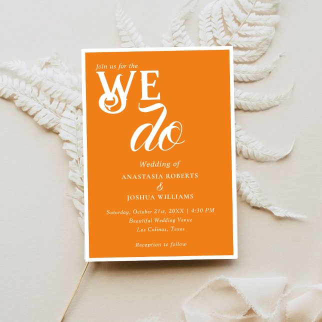 Lebhafte, mutige Orange We Do Typografy Wedding Einladung (Von Creator hochgeladen)