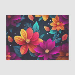 Lebhafte Neon-Blume auf Dunkel Seidenpapier