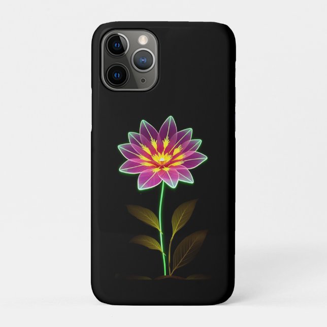 Lebhafte Neon-Blume mit grünen Blätter Case-Mate iPhone Hülle (Rückseite)