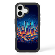 Lebhafte Neon Cityscape bei Nacht