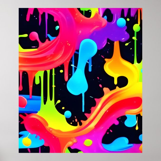 Lebhafte Neon Color Splash Art Poster (Vorne)