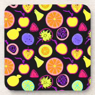 Lebhafte Neon Fruits Artistry Getränkeuntersetzer