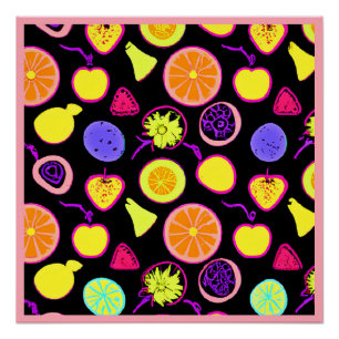 Lebhafte Neon Fruits Artistry Poster