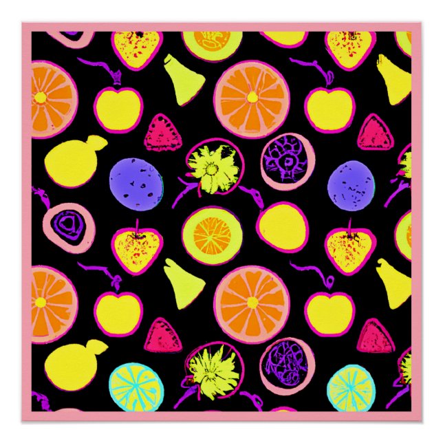 Lebhafte Neon Fruits Artistry Poster (Vorderseite)