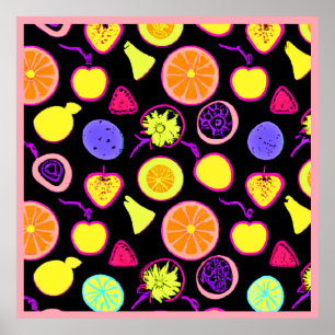 Lebhafte Neon Fruits Artistry Poster