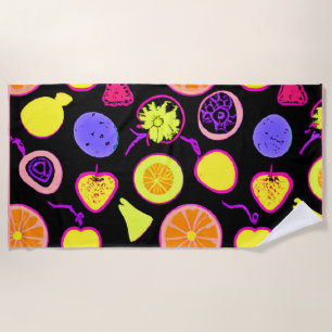 Lebhafte Neon Fruits Artistry Strandtuch