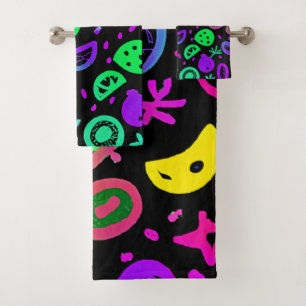 Lebhafte Neon Fruits Muster Kunst Badhandtuch Set