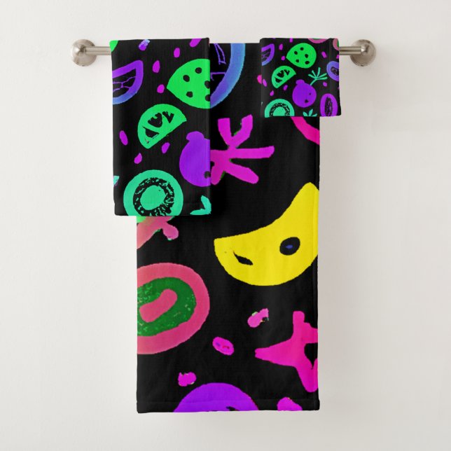 Lebhafte Neon Fruits Muster Kunst Badhandtuch Set (Insitu)