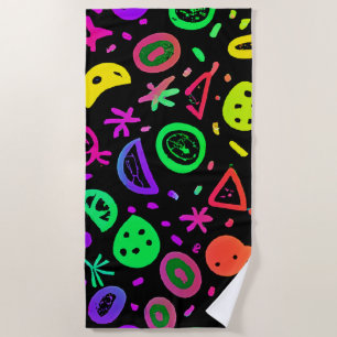 Lebhafte Neon Fruits Muster Kunst Strandtuch