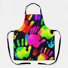 Lebhafte Neon Handprint Art Schürze