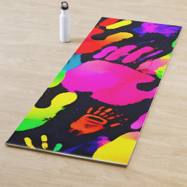 Lebhafte Neon Handprint Art Yogamatte