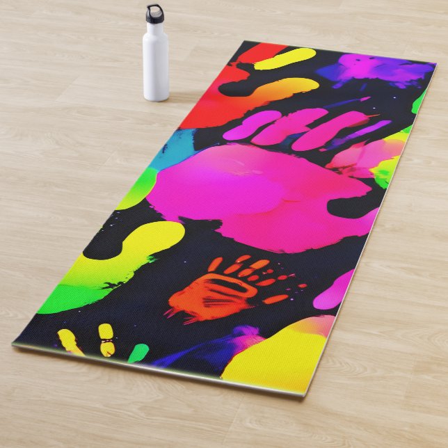 Lebhafte Neon Handprint Art Yogamatte (Beispiel)