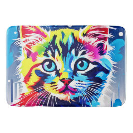 Lebhafte Neon Kitty Art Badematte