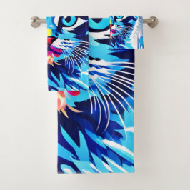 Lebhafte Neon Kitty Art Badhandtuch Set