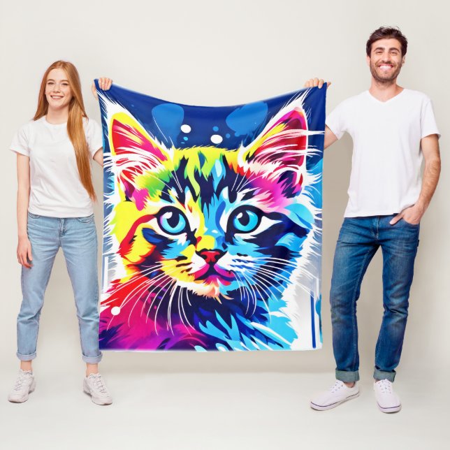 Lebhafte Neon Kitty Art Fleecedecke (Beispiel)