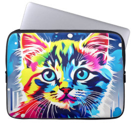 Lebhafte Neon Kitty Art Laptopschutzhülle