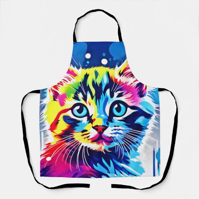 Lebhafte Neon Kitty Art Schürze (Vorderseite)