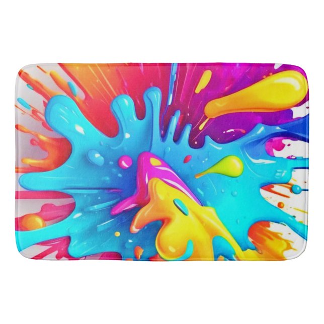 Lebhafte Neon Paint Splash Art Badematte (Vorderseite)