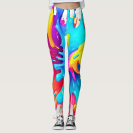 Lebhafte Neon Paint Splash Art Leggings