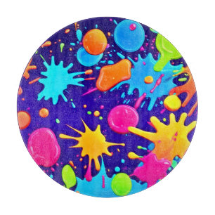 Lebhafte Neon Paint Spritzer Art Schneidebrett