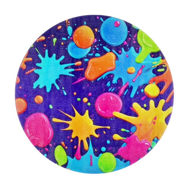 Lebhafte Neon Paint Spritzer Art Schneidebrett (Vorderseite)