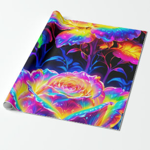 Lebhafte Neon Psychedelic-Blume Geschenkpapier