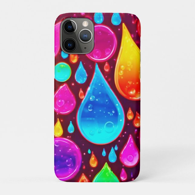 Lebhafte Neon Raindrops Art Case-Mate iPhone Hülle (Rückseite)