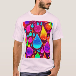Lebhafte Neon Raindrops Art T-Shirt