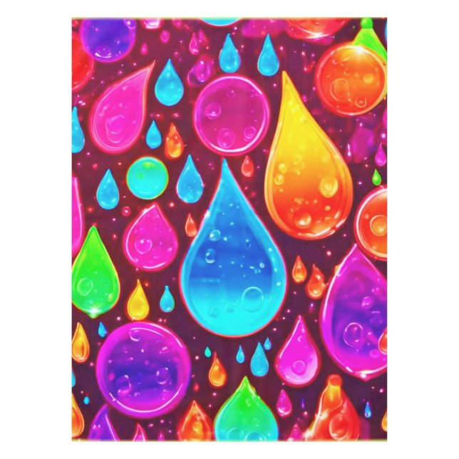 Lebhafte Neon Raindrops Art Tischdecke (Vorderseite)