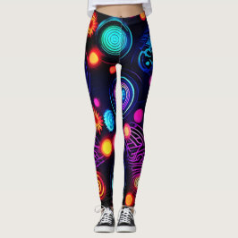 Lebhafte Neon Spiral und Dot Art Leggings