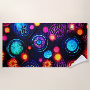 Lebhafte Neon Spiral und Dot Art Strandtuch