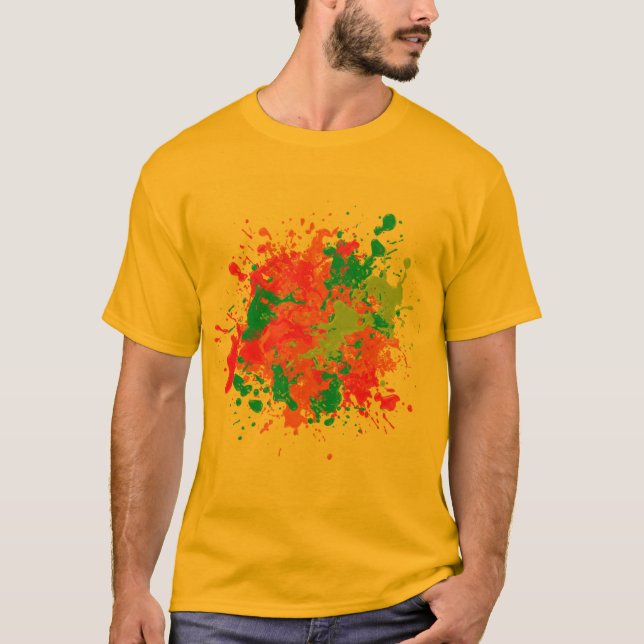 Lebhafte Neon Splash Abstrakte Kunst T-Shirt (Vorderseite)