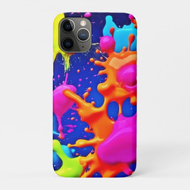 Lebhafte Neon-Splashes auf dunkler Leinwand Case-Mate iPhone Hülle (Rückseite)