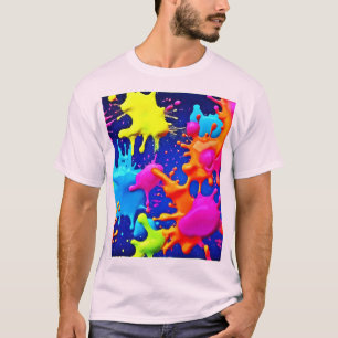 Lebhafte Neon-Splashes auf dunkler Leinwand T-Shirt
