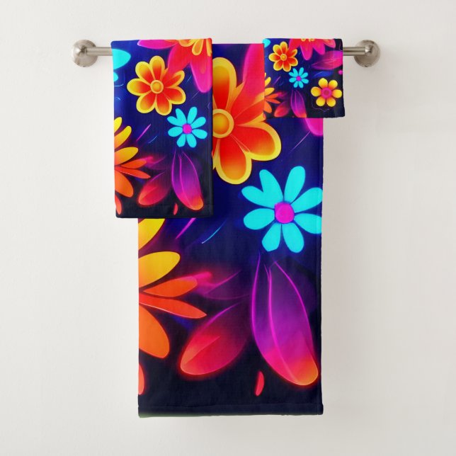 Lebhafte neonfarbene Kunst Badhandtuch Set (Insitu)
