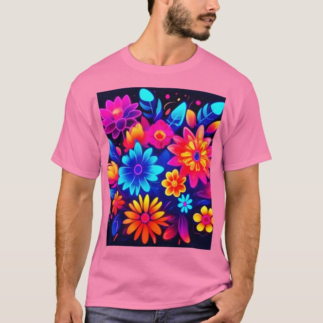 Lebhafte neonfarbene Kunst T-Shirt (Vorderseite)