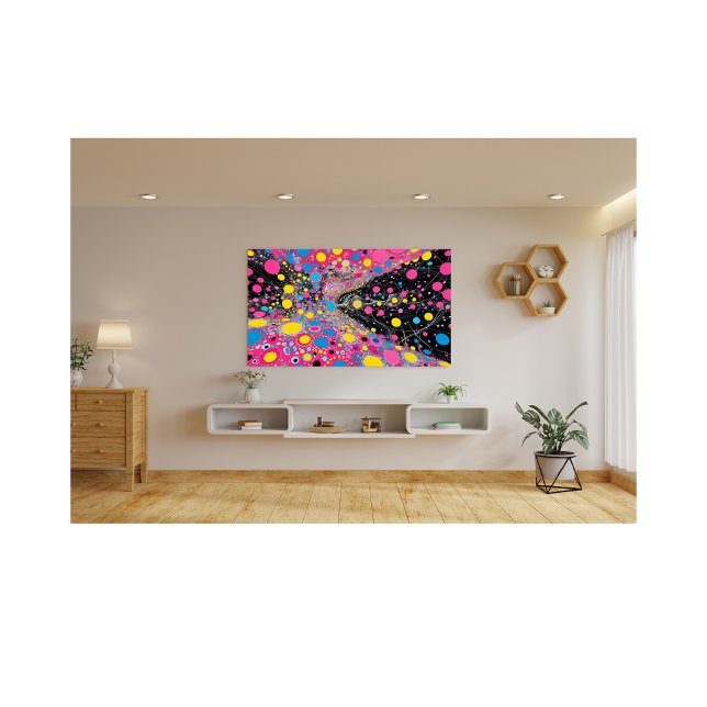 Lebhafte Neonkosmische Punkte Abstrakte Raumgestal Fotodruck (Von Creator hochgeladen)