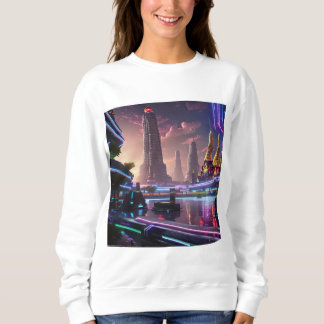 Lebhafte Neonlichter aus Cyberpunk Bangkok Sweatshirt