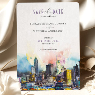 Lebhafte New Yorker Save the Date Skyline Einladung