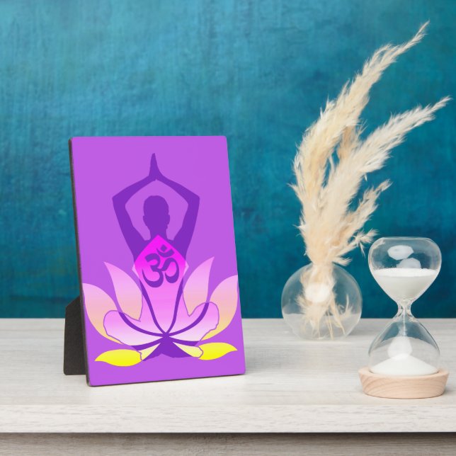 Lebhafte OM Namaste Spirituelle Lotus Blume Yoga Fotoplatte (Seite)
