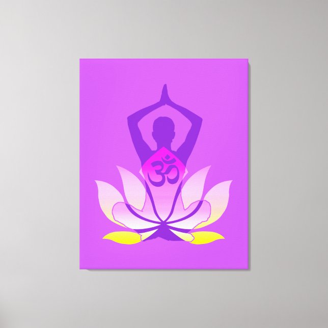 Lebhafte OM Namaste Spirituelle Lotus Blume Yoga Leinwanddruck (Vorderseite)