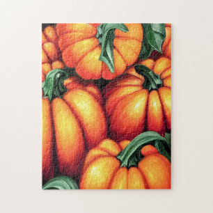 Lebhafte Orange Autumn Pumpkin Harvest Puzzle