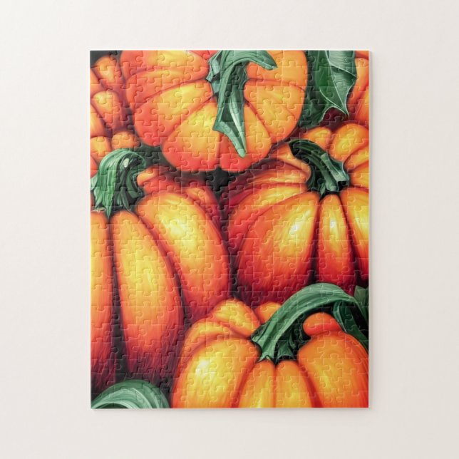 Lebhafte Orange Autumn Pumpkin Harvest Puzzle (Vertikal)