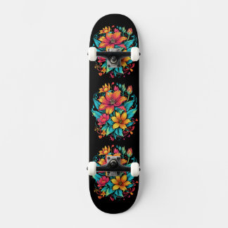 Lebhafte Orange-Blume Skateboard