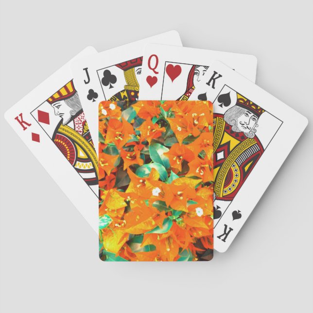 Lebhafte Orange Bougainvillea Blume Spielkarten (Rückseite)