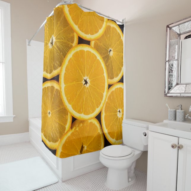 Lebhafte Orange Citrus Fruit Slice Badezimmer Deko Duschvorhang (Beispiel)